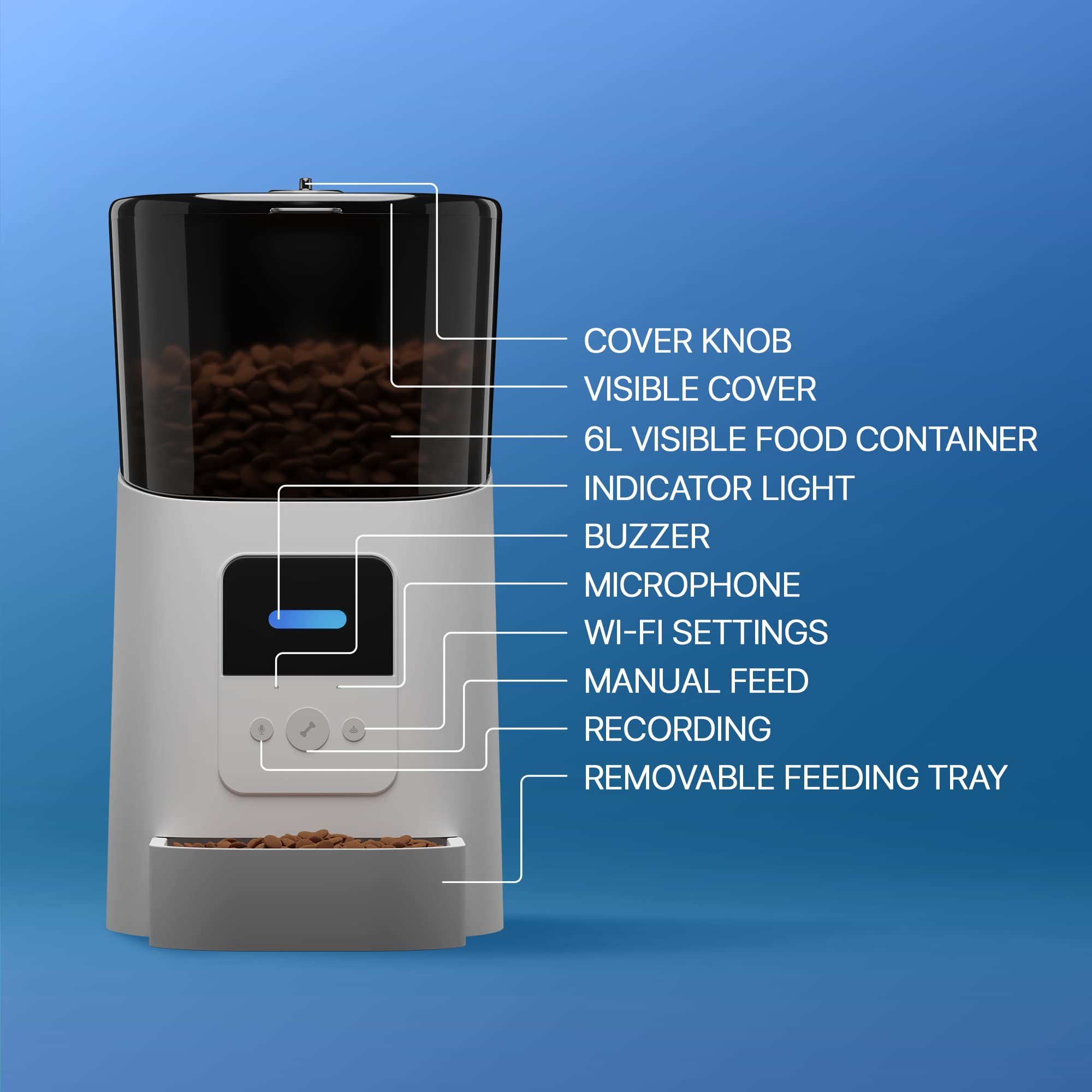 d0102himdw7 Automatic Cat Feeders with App. 6L Capacity Automatic Cat Food Dispenser with Programmable Timer, Voice Recorder. Wifi Cat Feeder Automatic. Automatic Pet Feeder for Dry Food - Image 6