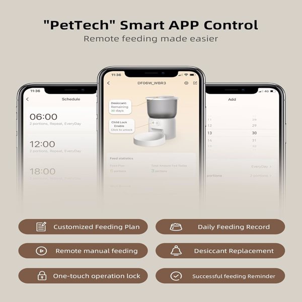 d0102hlhiev Smart Automatic Cat Feeder - WiFi Cat Food Dispenser with APP Control Up to 15 Portions((8g/Portion) 10 Meals Per Day, Dual Power Supply Pet Feeders for Cats/Dogs (4L/16.9 Cups)(banned by Amazon) - Image 2