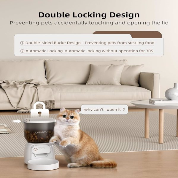 d0102hlhiev Smart Automatic Cat Feeder - WiFi Cat Food Dispenser with APP Control Up to 15 Portions((8g/Portion) 10 Meals Per Day, Dual Power Supply Pet Feeders for Cats/Dogs (4L/16.9 Cups)(banned by Amazon) - Image 4