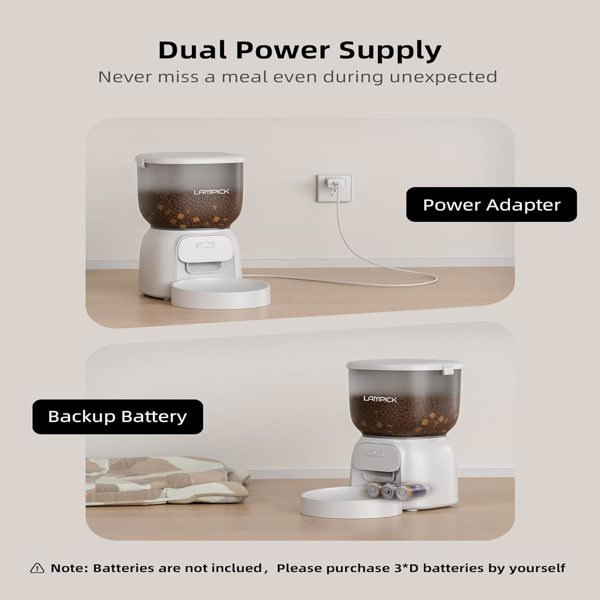 d0102hlhiev Smart Automatic Cat Feeder - WiFi Cat Food Dispenser with APP Control Up to 15 Portions((8g/Portion) 10 Meals Per Day, Dual Power Supply Pet Feeders for Cats/Dogs (4L/16.9 Cups)(banned by Amazon) - Image 6