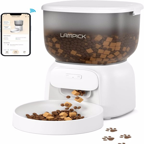 d0102hlhiev Smart Automatic Cat Feeder - WiFi Cat Food Dispenser with APP Control Up to 15 Portions((8g/Portion) 10 Meals Per Day, Dual Power Supply Pet Feeders for Cats/Dogs (4L/16.9 Cups)(banned by Amazon) - Image 1