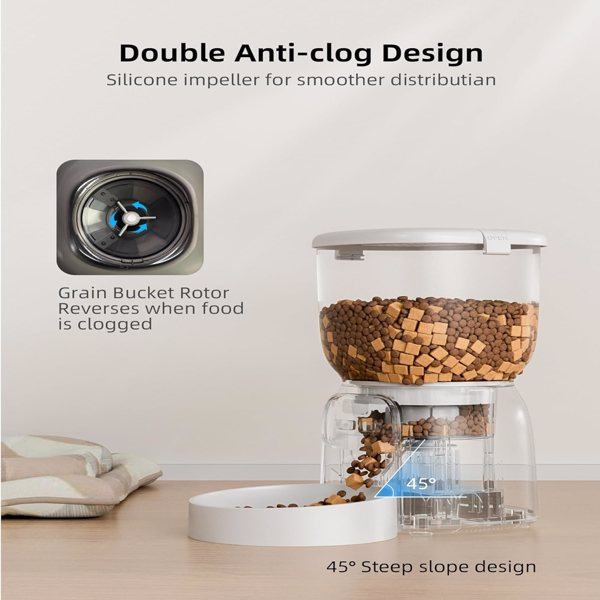 d0102hlhiru Automatic Cat Feeder, 4L Detachable Cat Food Dispenser for Dry Food Up to 15 Portions(8g/Portion) 6 Meals Per Day, Dual Power Supply Timed Cat Feeders(banned by Amazon) - Image 4