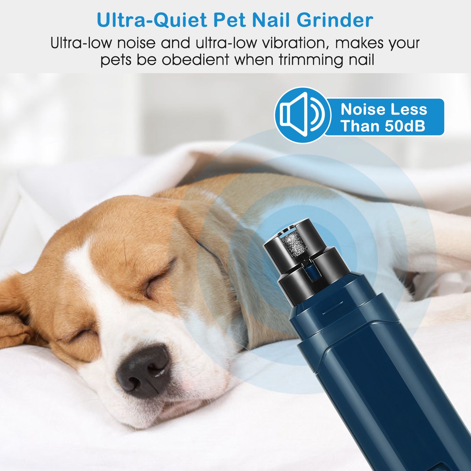 d0102hp38tv Dog Nail Grinder 2 Speeds Quiet USB Rechargeable Pet Nail Grinder Professional Pet Nail Trimmer Cordless Paws Grooming - Image 4