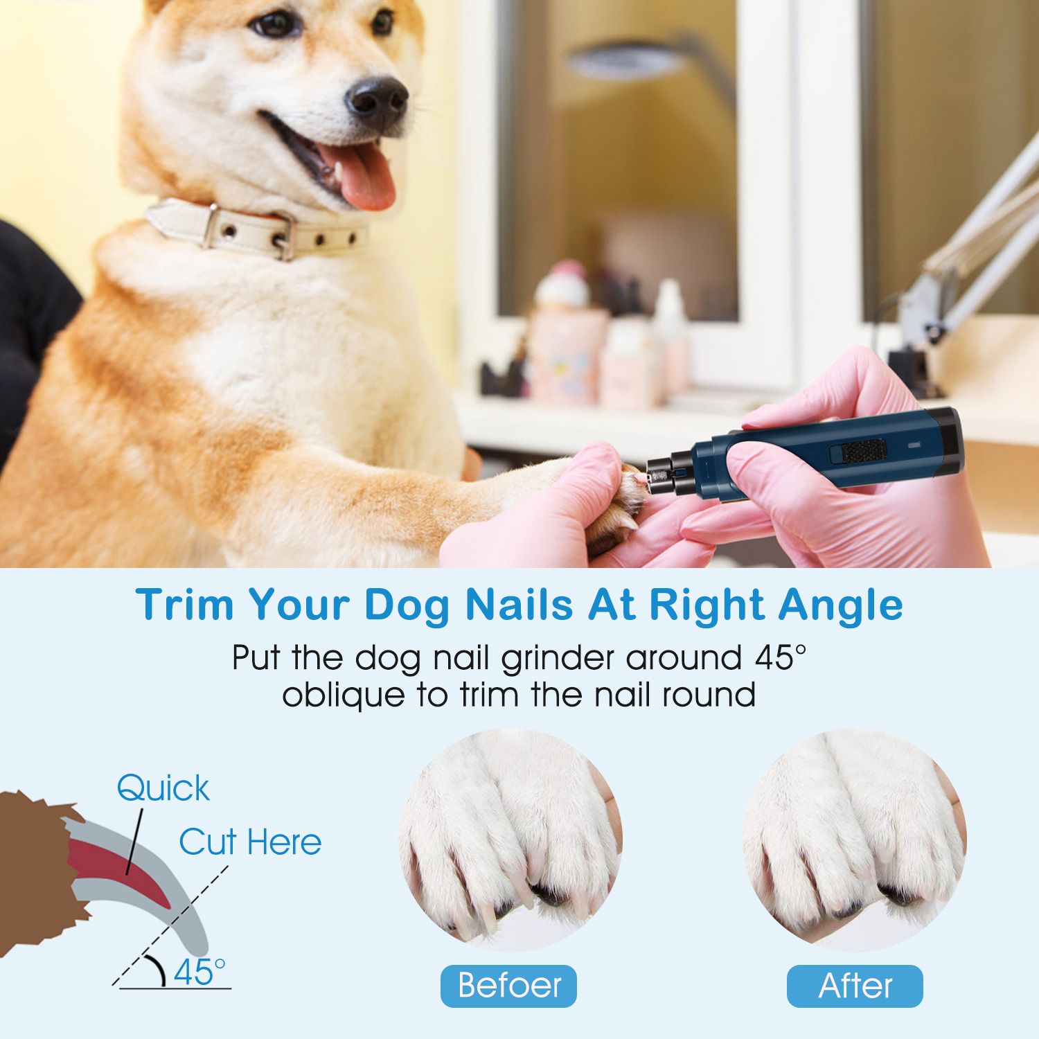 d0102hp38tv Dog Nail Grinder 2 Speeds Quiet USB Rechargeable Pet Nail Grinder Professional Pet Nail Trimmer Cordless Paws Grooming - Image 5