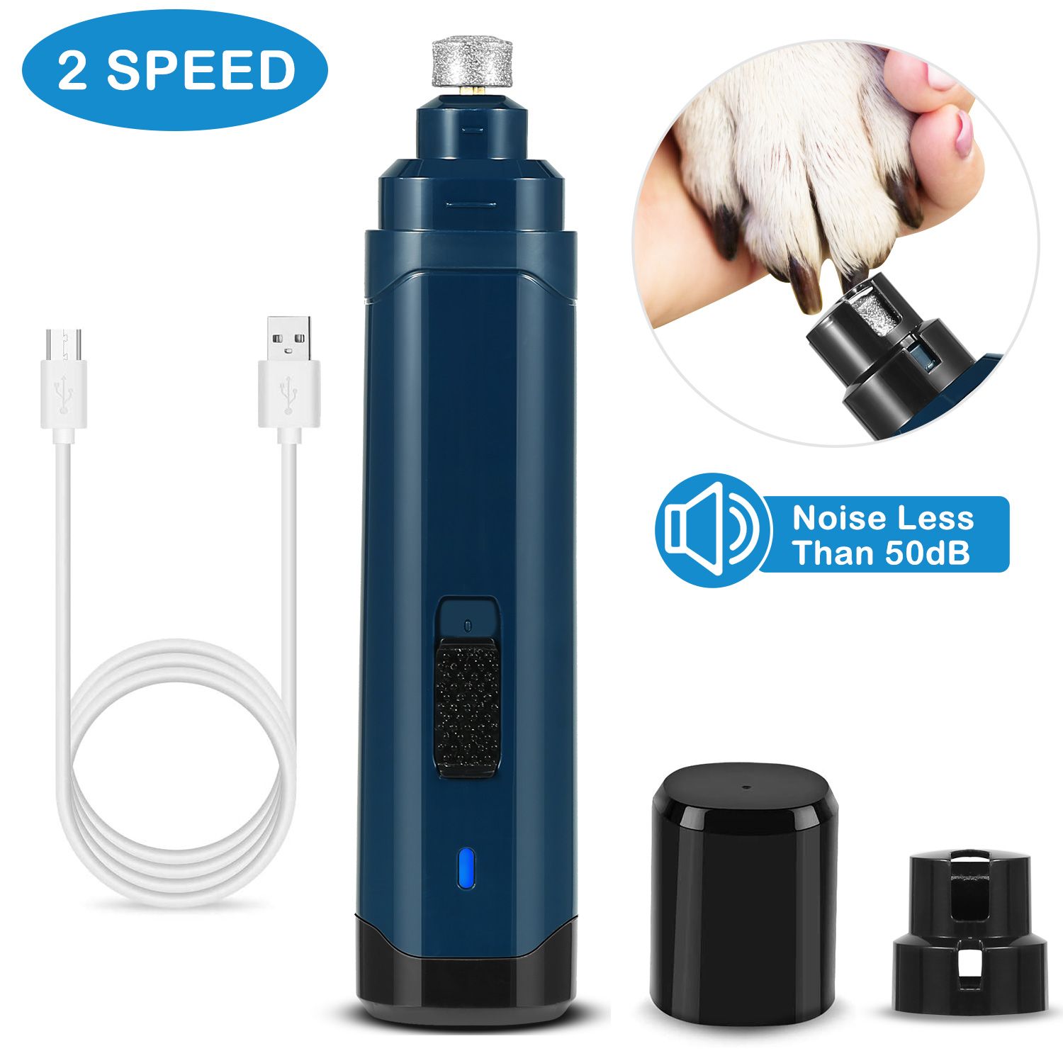 d0102hp38tv Dog Nail Grinder 2 Speeds Quiet USB Rechargeable Pet Nail Grinder Professional Pet Nail Trimmer Cordless Paws Grooming - Image 1