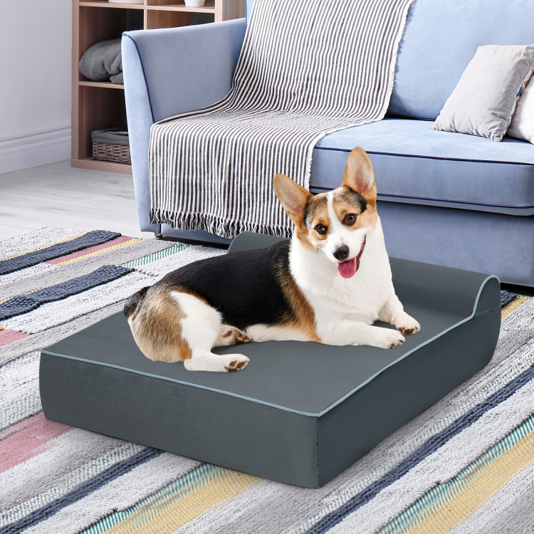 d0102hq55e7 Orthopedic Dog Bed with Headrest and Removable Washable Cover - Image 3