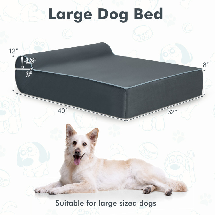 d0102hq55e7 Orthopedic Dog Bed with Headrest and Removable Washable Cover - Image 4