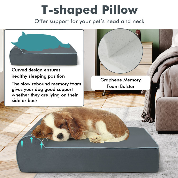 d0102hq55e7 Orthopedic Dog Bed with Headrest and Removable Washable Cover - Image 7