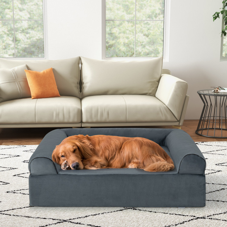d0102hq55rw Orthopedic Dog Bed Memory Foam Pet Bed with Headrest for Large Dogs - Image 3