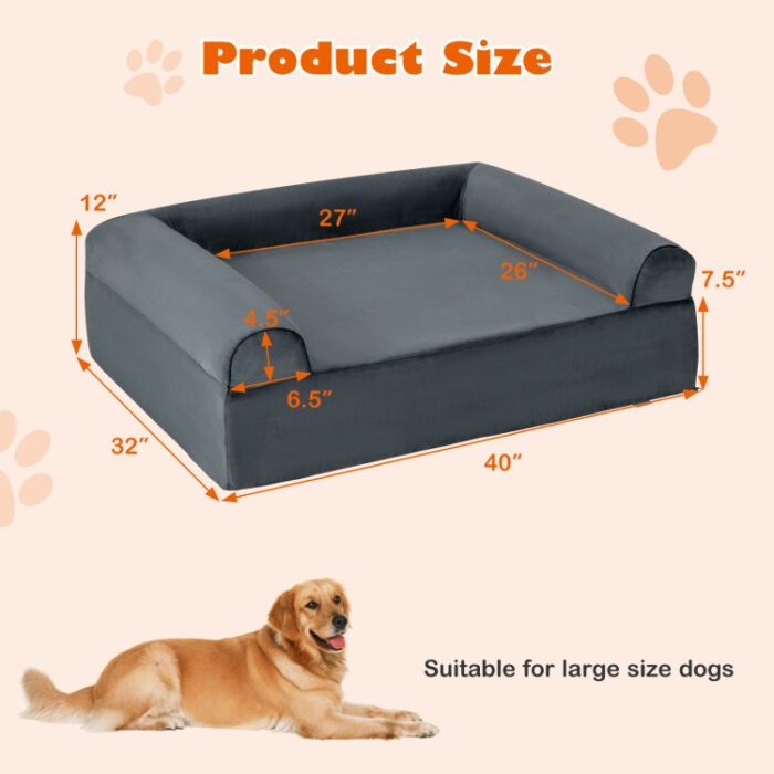 Orthopedic Dog Bed Memory Foam Pet Bed with Headrest for Large Dogs - Image 4