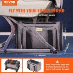 VEVOR Cat Carrier with Wheels, Airline Approved Rolling Pet Carrier with Telescopic Handle and Shoulder Strap, Dog Carrier with Wheels for Pets under 25 lbs, with 1 Folding Bowl, Grey - Image 2