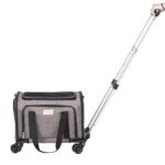 VEVOR Cat Carrier with Wheels, Airline Approved Rolling Pet Carrier with Telescopic Handle and Shoulder Strap, Dog Carrier with Wheels for Pets under 25 lbs, with 1 Folding Bowl, Grey - Image 7