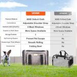 VEVOR Cat Carrier with Wheels, Airline Approved Rolling Pet Carrier with Telescopic Handle and Shoulder Strap, Dog Carrier with Wheels for Pets under 25 lbs, with 1 Folding Bowl, Grey - Image 6