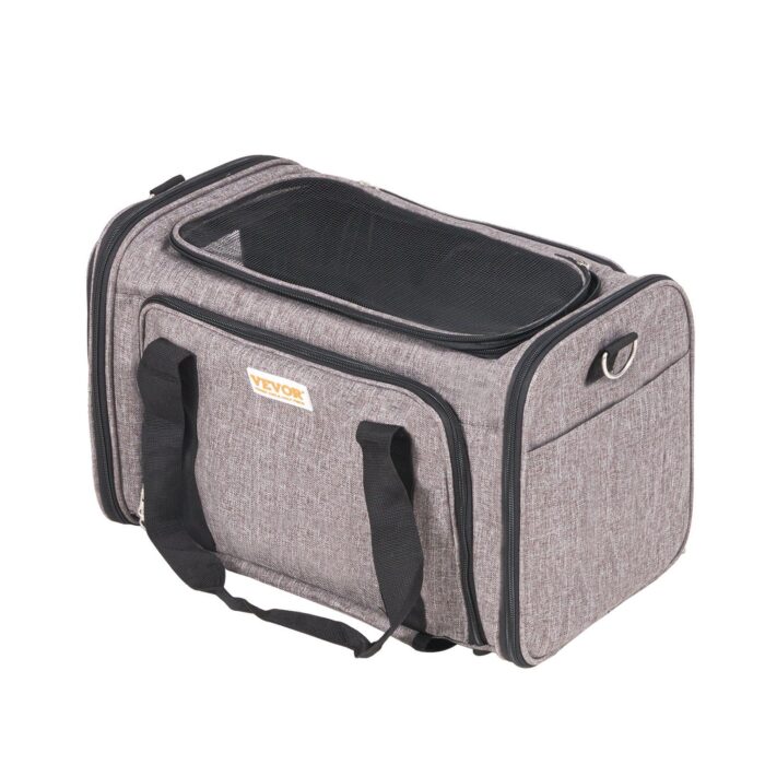 VEVOR Cat Carrier with Wheels, Airline Approved Rolling Pet Carrier with Telescopic Handle and Shoulder Strap, Dog Carrier with Wheels for Pets under 25 lbs, with 1 Folding Bowl, Grey - Image 1