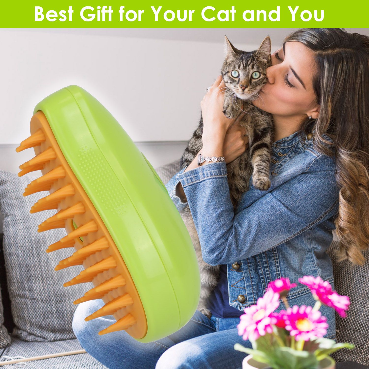 d0102hqp96a 3 In 1 Cat Grooming Steam Brush Hair Brush with Steamer Pet Massage Comb Cleaning Brush for Cats Dogs USB Rechargeable - Image 7