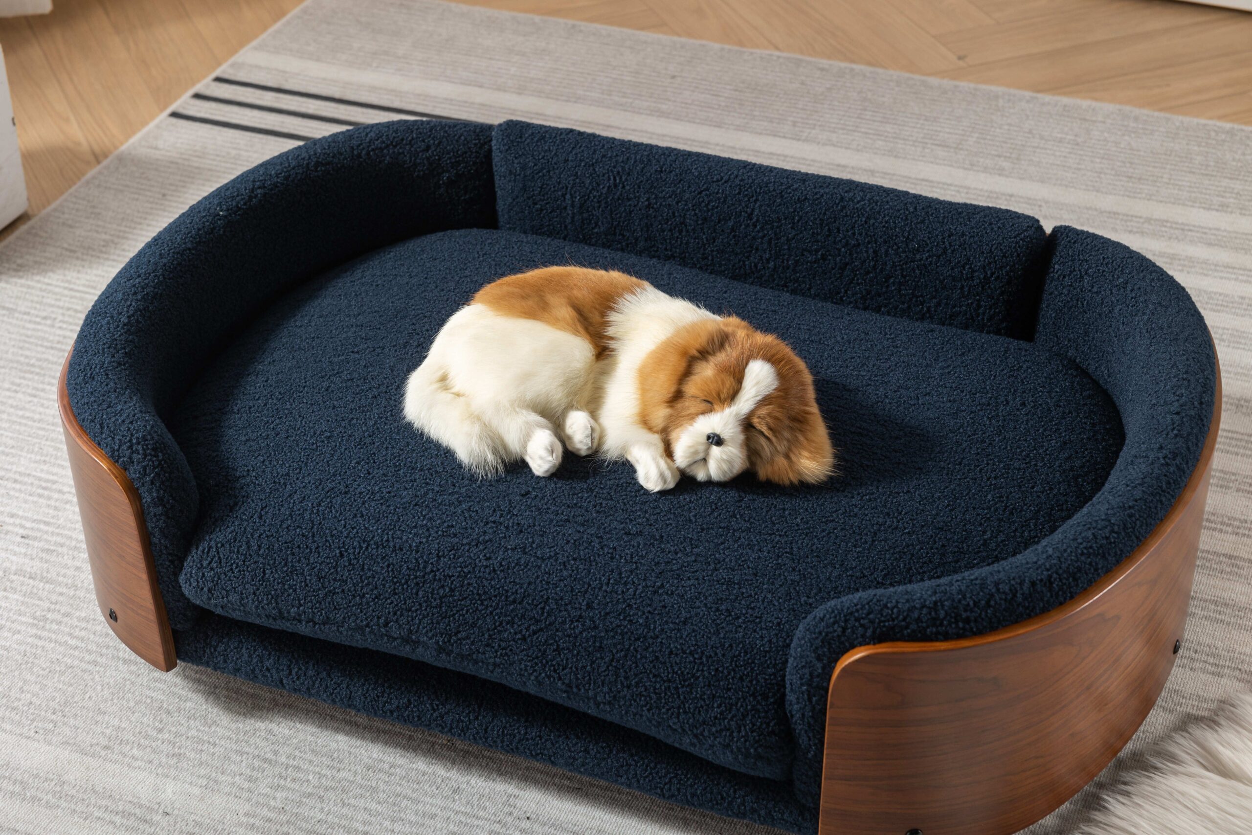d0102hr7ldj Scandinavian style Elevated Dog Bed Pet Sofa With Solid Wood legs and Walnut Bent Wood Back, Cashmere Cushion,Large Size - Image 1