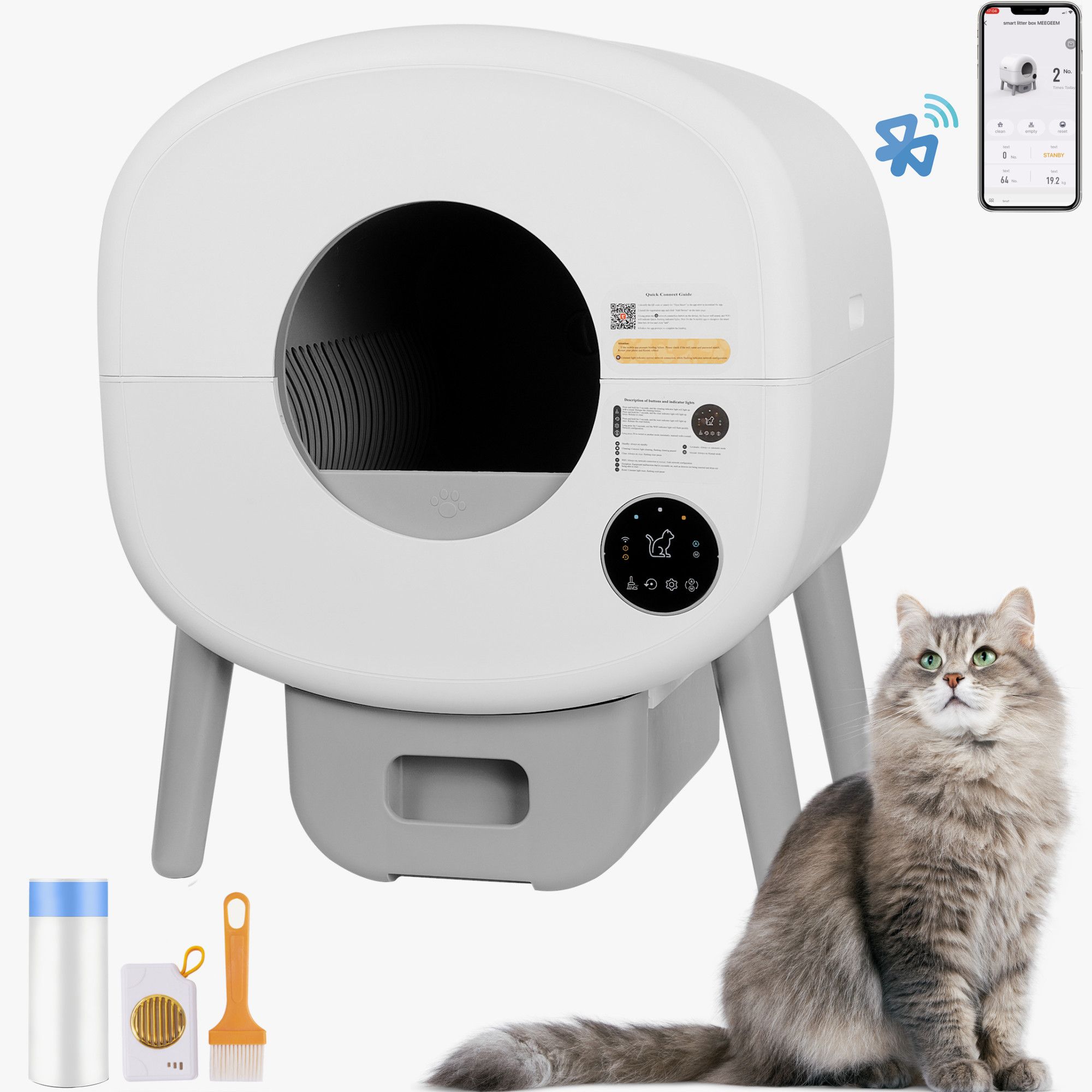 d0102hrzxkx Automatic Smart Cat Litter Box, Large Capacity Self-Cleaning Litter Box with Infrared/Gravity/Ambient Light Function(Model B) - Image 1