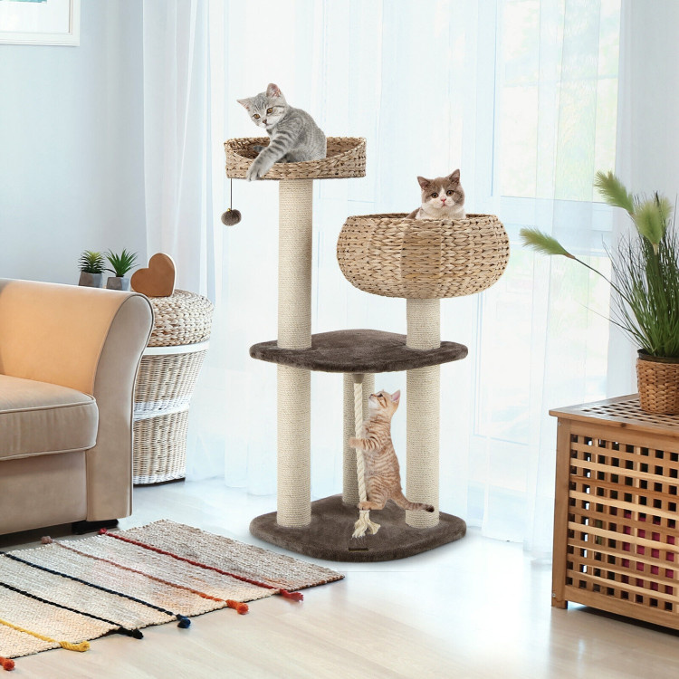 d0102x39b0u 41 Inch Rattan Cat Tree with Napping Perch - Image 3