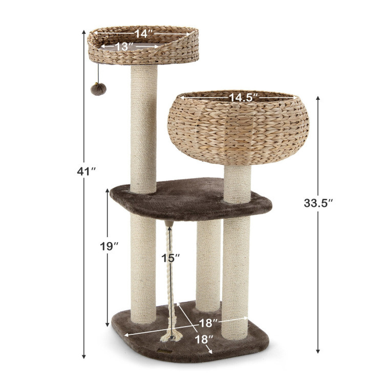 d0102x39b0u 41 Inch Rattan Cat Tree with Napping Perch - Image 5