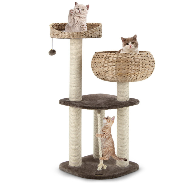 d0102x39b0u 41 Inch Rattan Cat Tree with Napping Perch - Image 1