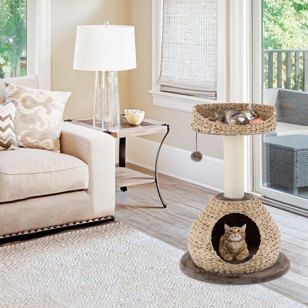 d0102x3a8ru 28 Inches Hand-Made Cat Tree Tower with Jump Platform - Image 3