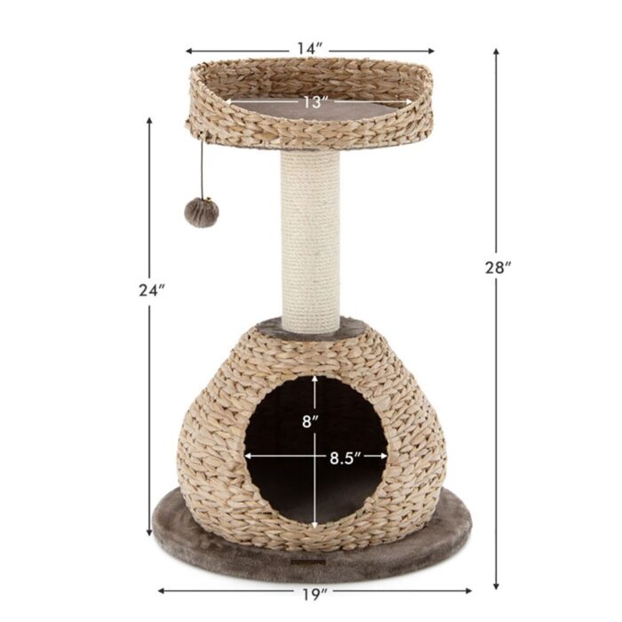 28 Inches Hand-Made Cat Tree Tower with Jump Platform - Image 5