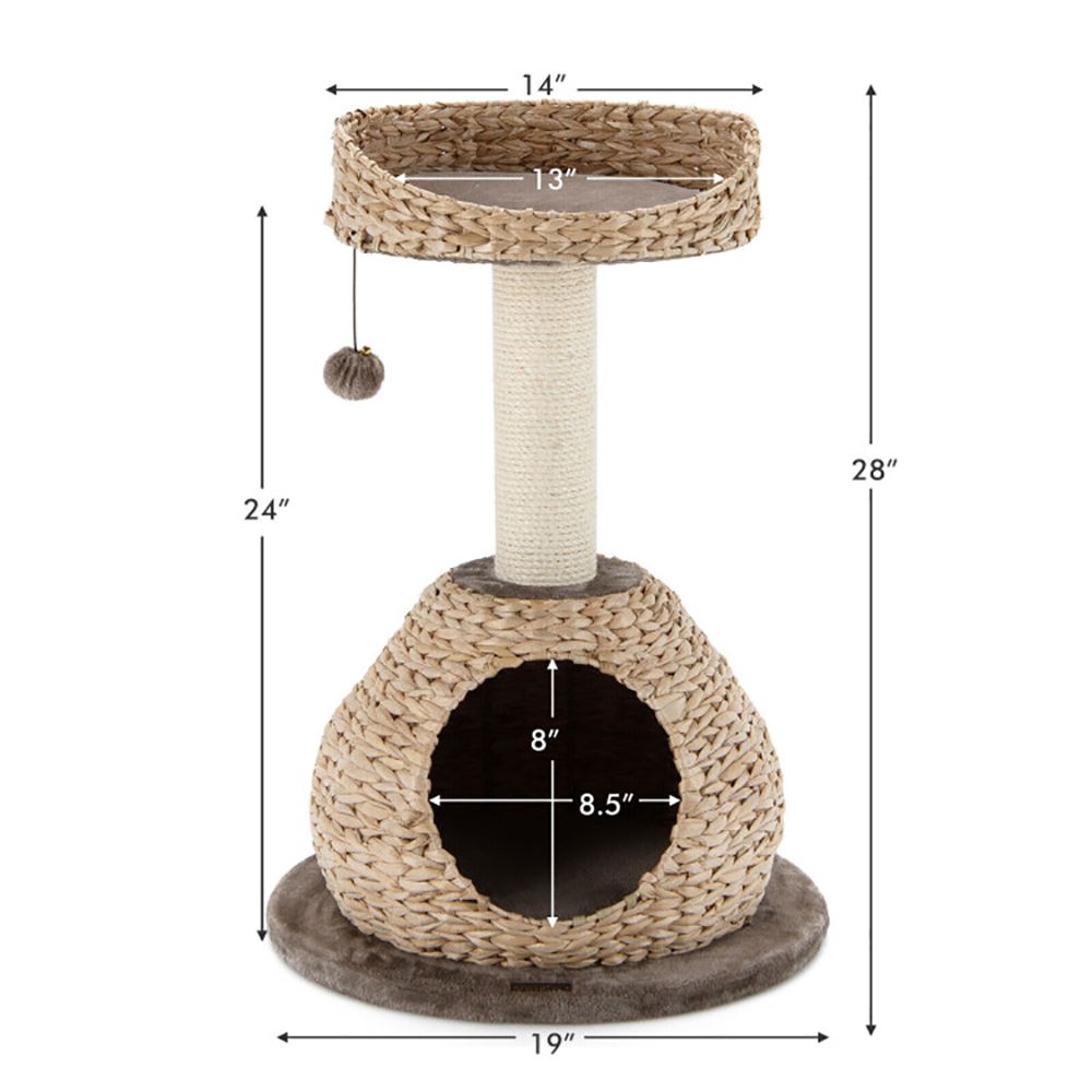 d0102x3a8ru 28 Inches Hand-Made Cat Tree Tower with Jump Platform - Image 5