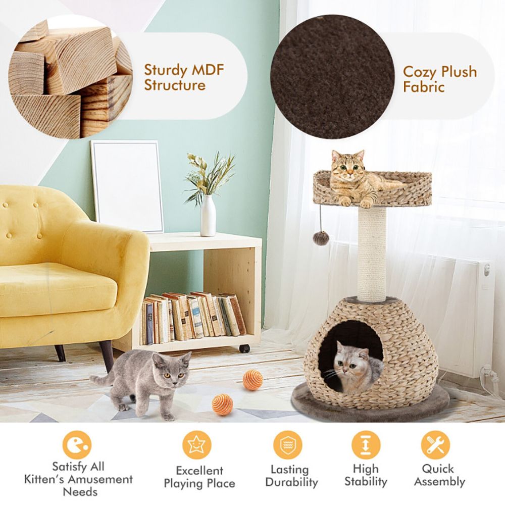 d0102x3a8ru 28 Inches Hand-Made Cat Tree Tower with Jump Platform - Image 6