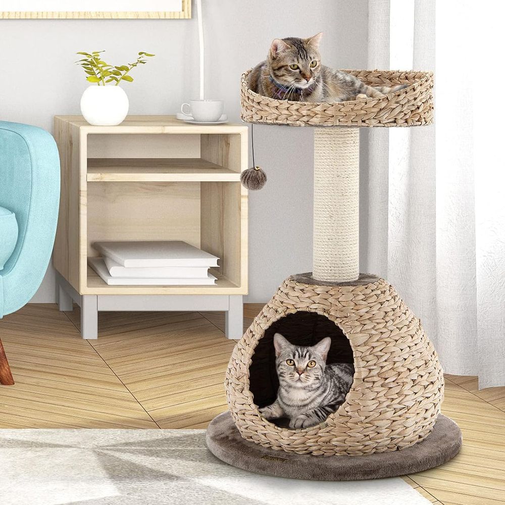 d0102x3a8ru 28 Inches Hand-Made Cat Tree Tower with Jump Platform - Image 1