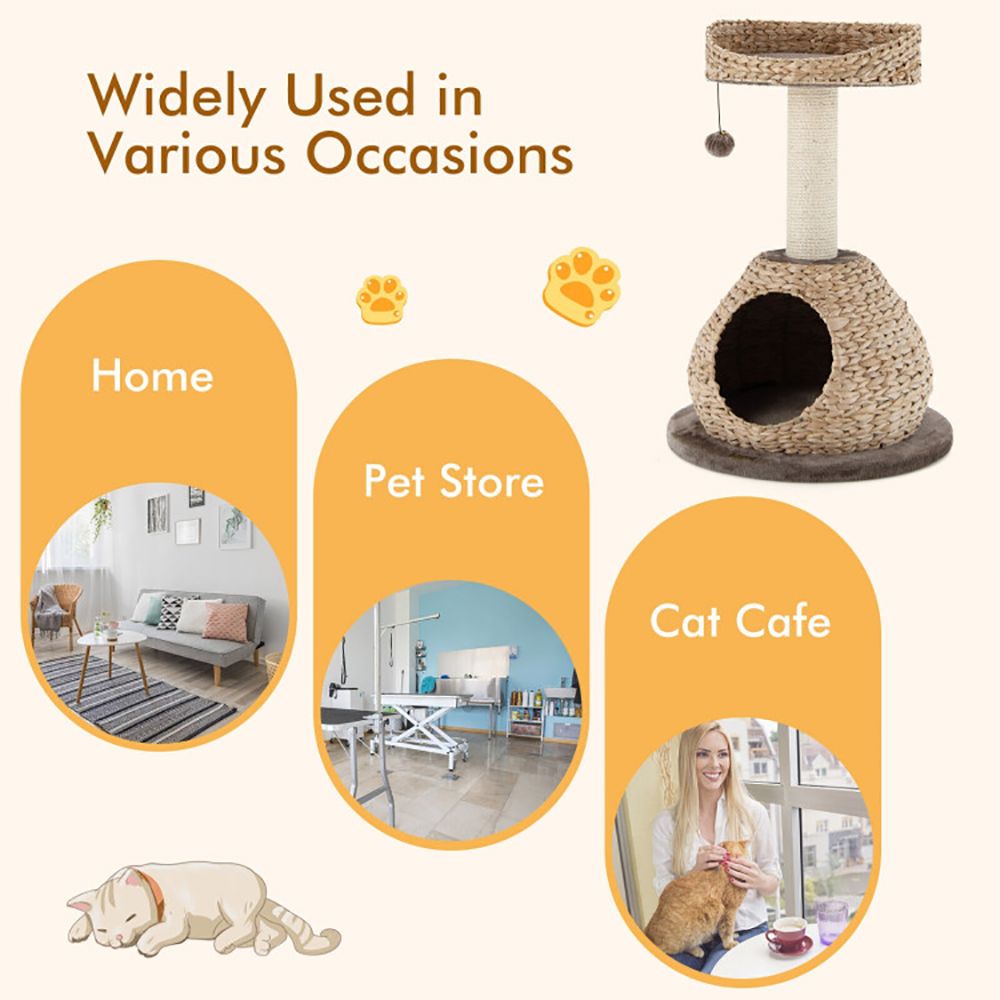 d0102x3a8ru 28 Inches Hand-Made Cat Tree Tower with Jump Platform - Image 7