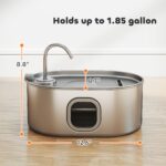 PawHut 246 oz./7L Stainless Steel Cat Water Fountain with Filters, Ultra-Quiet Pump, for Cats, Dogs & Multi-Pet Homes - Image 3