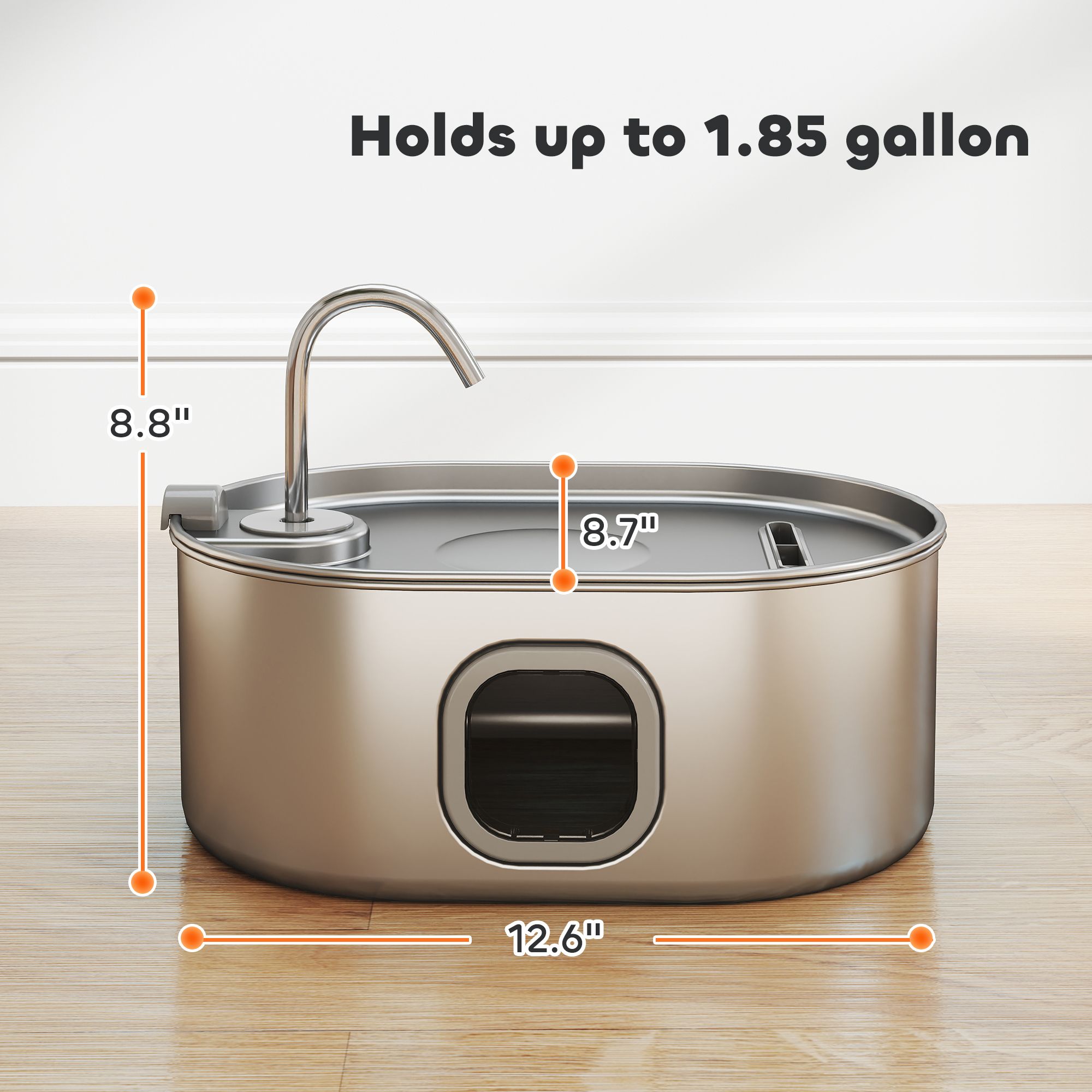 d0102x3jg0y PawHut 246 oz./7L Stainless Steel Cat Water Fountain with Filters, Ultra-Quiet Pump, for Cats, Dogs & Multi-Pet Homes - Image 3