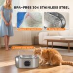 PawHut 246 oz./7L Stainless Steel Cat Water Fountain with Filters, Ultra-Quiet Pump, for Cats, Dogs & Multi-Pet Homes - Image 4
