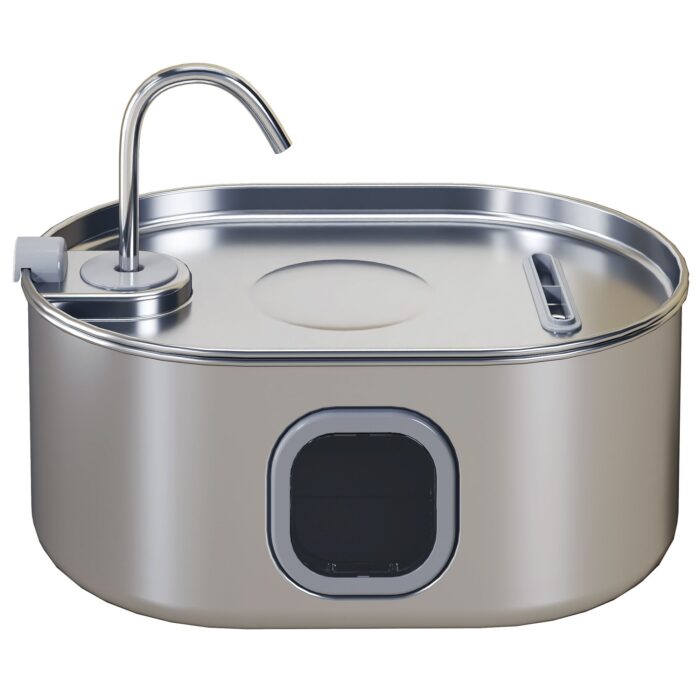PawHut 246 oz./7L Stainless Steel Cat Water Fountain with Filters, Ultra-Quiet Pump, for Cats, Dogs & Multi-Pet Homes - Image 1