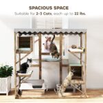 PawHut Outdoor Cat Enclosure with Window Access, 5 Platforms and 2 Resting Boxes, Waterproof Roof for Multiple Cats, Brown - Image 7