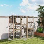 PawHut Outdoor Cat Enclosure with Window Access, 5 Platforms and 2 Resting Boxes, Waterproof Roof for Multiple Cats, Brown - Image 3