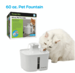 Premier Pet 60 oz. Pet Fountain- Automatic water fountain for cats & small dogs, fresh, filtered water, promotes hydration, adjustable water flow, sleek, compact, easy to clean, filters included