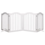 27.6" Height Tall Freestanding Pet Gate, 4 Panels Foldable Dog Gate, Solid Wood Folding Safety Fence Wooden Dog Gate with 2 pcs Support Feet Ideal for Stairs, Doorways, Halls, Kitchens, Heavy Duty Gat - Image 7
