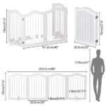 27.6" Height Tall Freestanding Pet Gate, 4 Panels Foldable Dog Gate, Solid Wood Folding Safety Fence Wooden Dog Gate with 2 pcs Support Feet Ideal for Stairs, Doorways, Halls, Kitchens, Heavy Duty Gat - Image 4