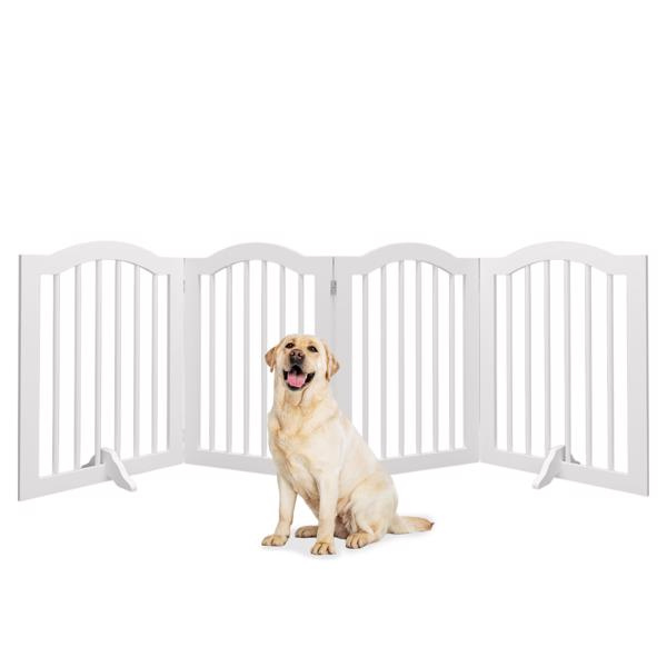d0102xu8cjv 27.6" Height Tall Freestanding Pet Gate, 4 Panels Foldable Dog Gate, Solid Wood Folding Safety Fence Wooden Dog Gate with 2 pcs Support Feet Ideal for Stairs, Doorways, Halls, Kitchens, Heavy Duty Gat - Image 5