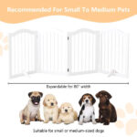 27.6" Height Tall Freestanding Pet Gate, 4 Panels Foldable Dog Gate, Solid Wood Folding Safety Fence Wooden Dog Gate with 2 pcs Support Feet Ideal for Stairs, Doorways, Halls, Kitchens, Heavy Duty Gat - Image 6