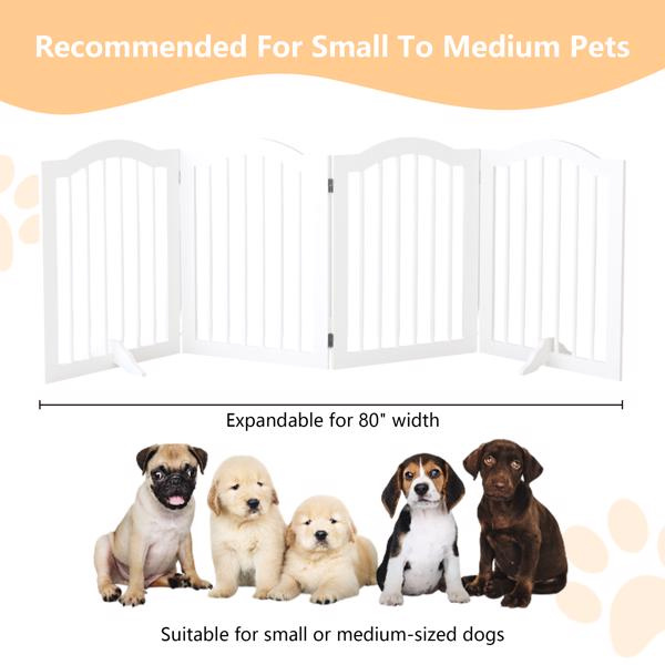 d0102xu8cjv 27.6" Height Tall Freestanding Pet Gate, 4 Panels Foldable Dog Gate, Solid Wood Folding Safety Fence Wooden Dog Gate with 2 pcs Support Feet Ideal for Stairs, Doorways, Halls, Kitchens, Heavy Duty Gat - Image 6