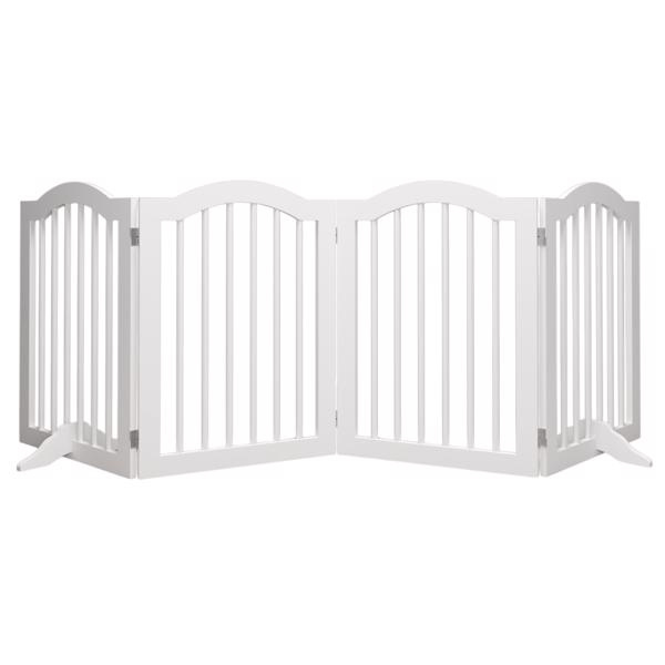 d0102xu8cjv 27.6" Height Tall Freestanding Pet Gate, 4 Panels Foldable Dog Gate, Solid Wood Folding Safety Fence Wooden Dog Gate with 2 pcs Support Feet Ideal for Stairs, Doorways, Halls, Kitchens, Heavy Duty Gat - Image 7